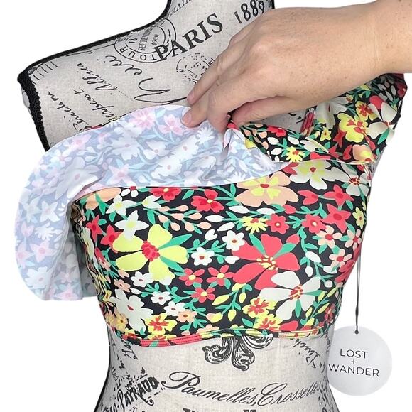 Lost + Wander (S) "Lush Adventure" Floral Ruffle One Shoulder Bikini Swim Top - Picture 8 of 9